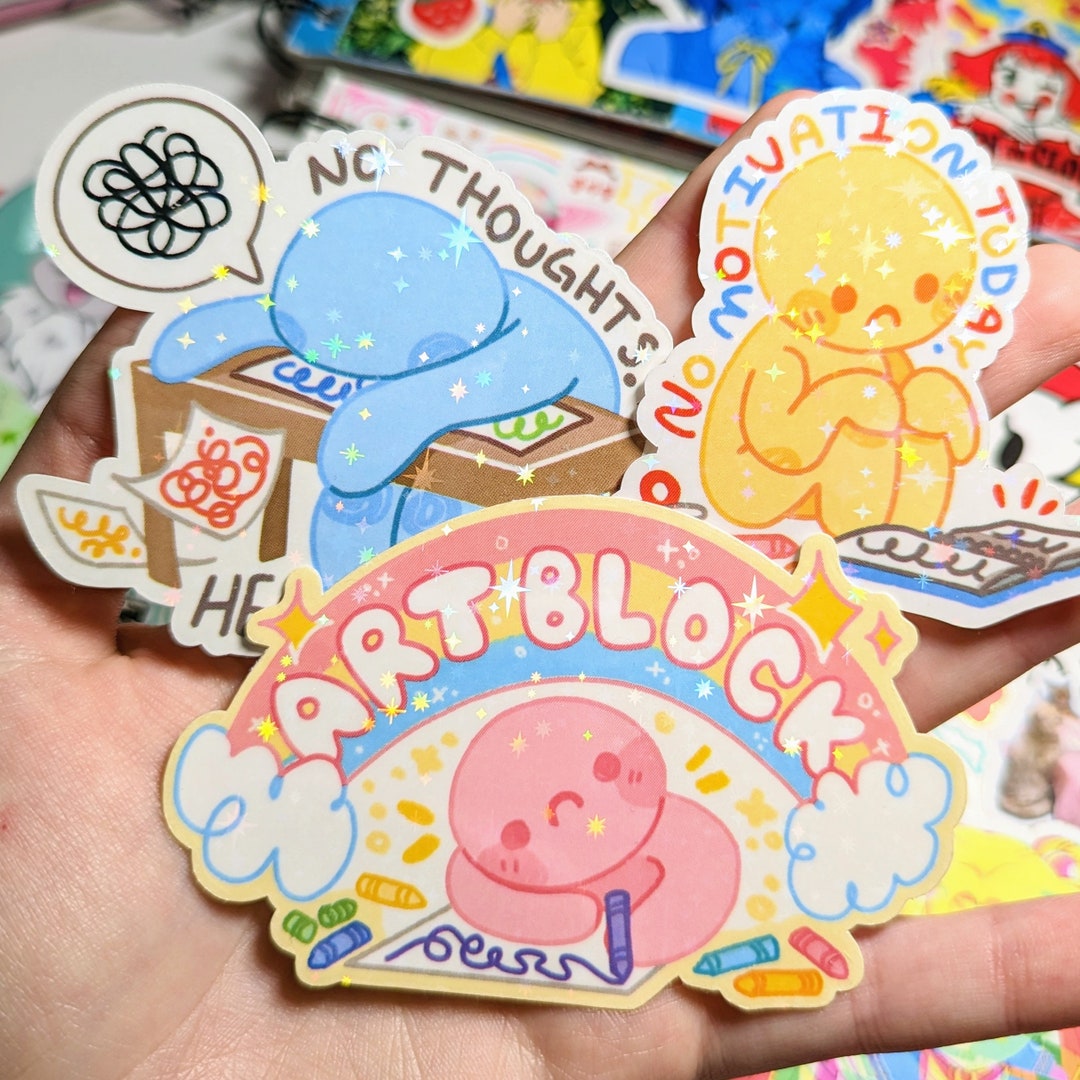 Block Screen Sticker Sparkly Art Block Waterproof Stickers! - Etsy