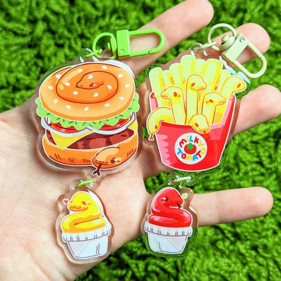 Snake Snack Fast Food Dangling Keychains Etsy