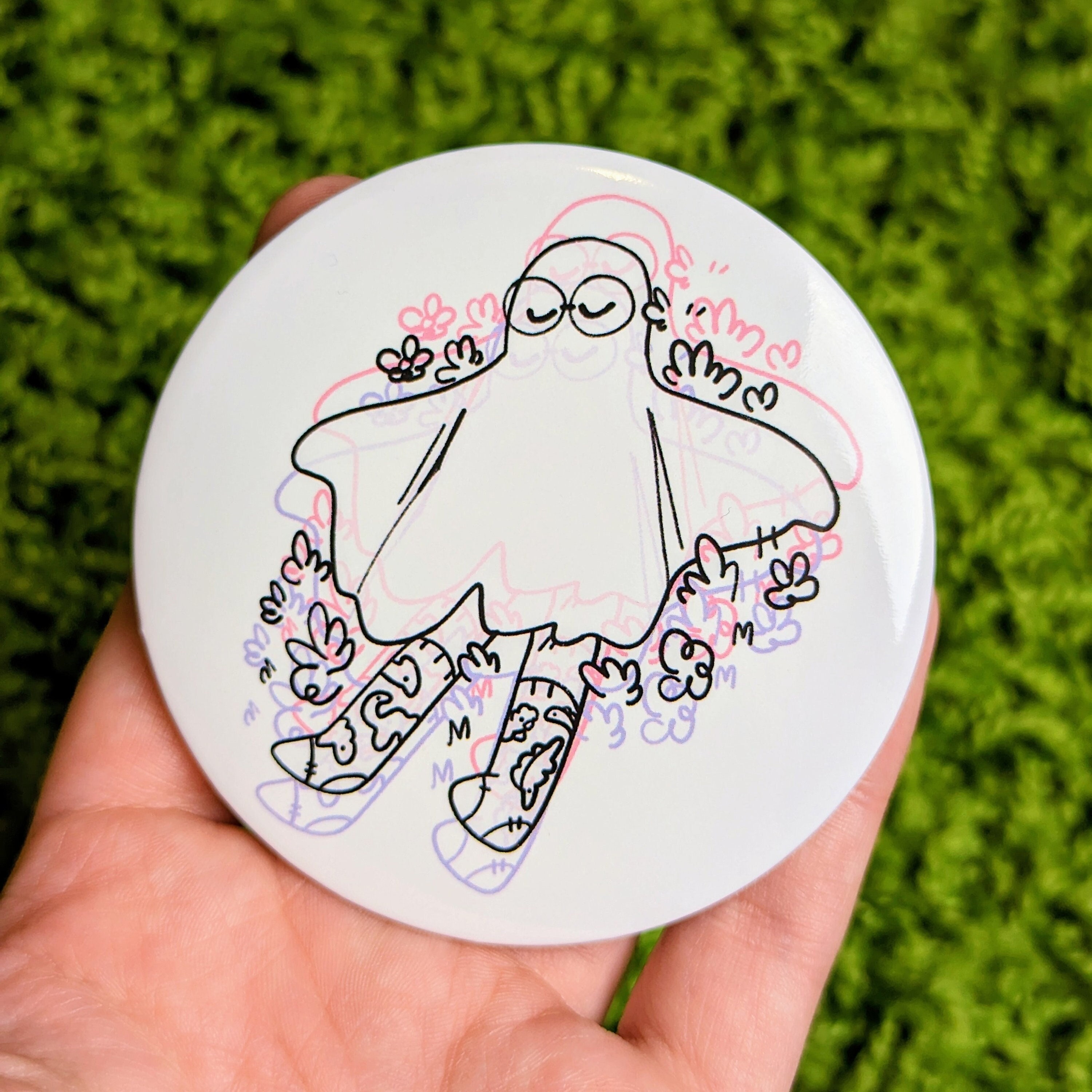 Large 3" Glitch Ghost Button!