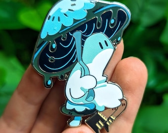 Blue Mushroom Ghost Enamel Pin! 1.5in