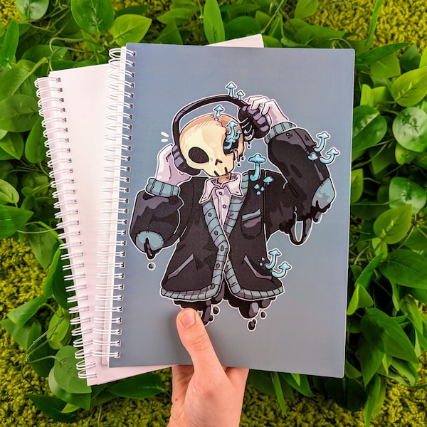Aesthetic Blue Mushroom Skeleton Large Reusable Sticker Book
