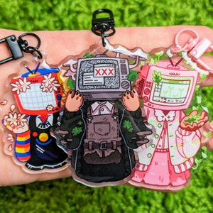 TV Head Cute Acrylic Keychains!