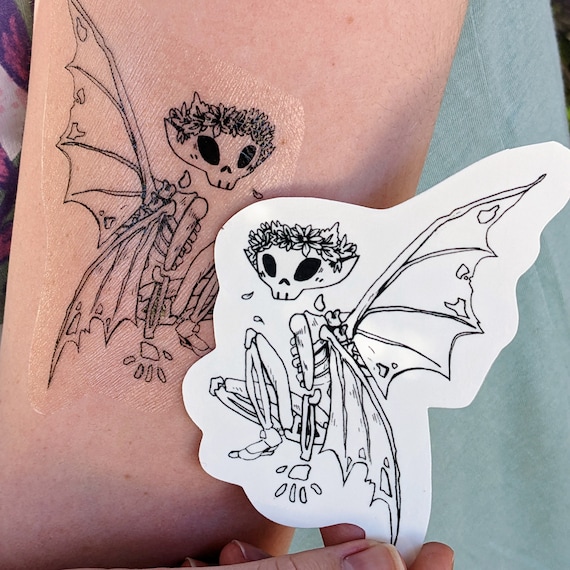 Skeleton Fairy Temporary Tattoo // 4in Fairycore Waterproof - Etsy