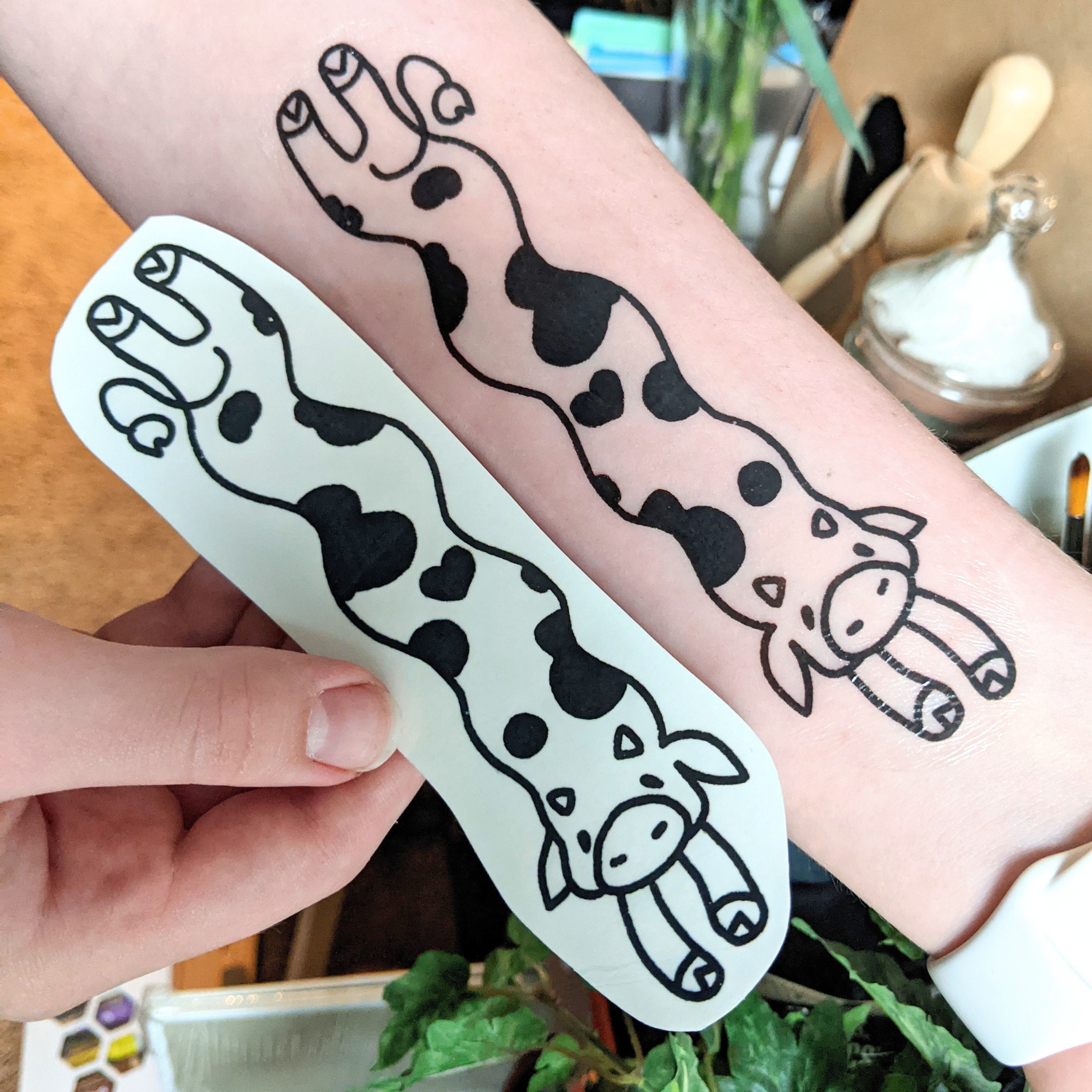 Long Cow Temporary Tattoo // 6in Wiggly Cow Waterproof Tattoo - Etsy Ireland