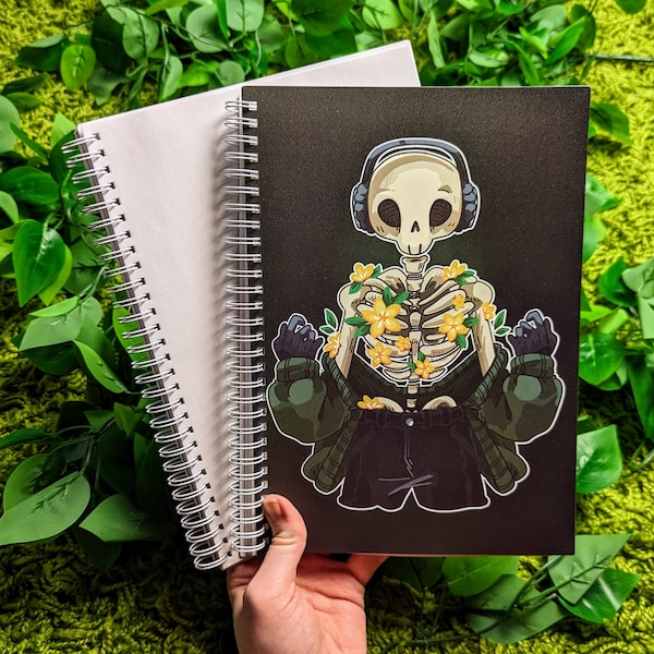 Chilling Skeleton with Flowers Large Reusable Sticker Book!