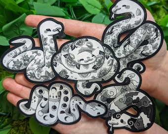 Black and White Tattoo Snake Waterproof Stickers!