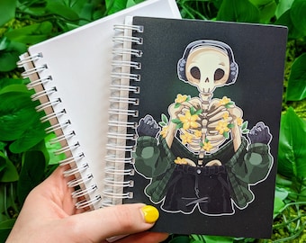 Chilling Skeleton with Flowers Small Reusable Sticker Book