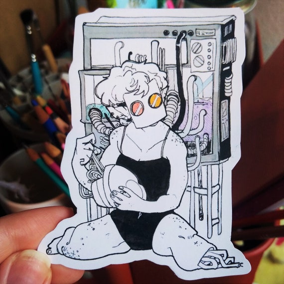 Cyberpunk Anime Girl - Futuristic Sci-Fi Design - Cyberpunk - Sticker