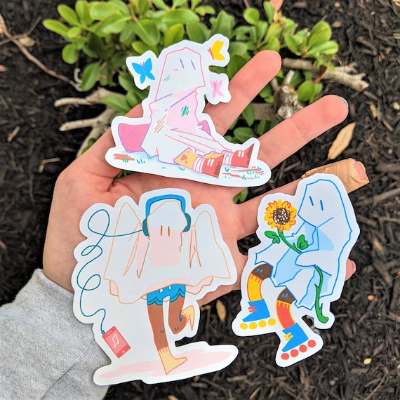 Cute Ghost Sticker Set // 4in Indiecore Ghost Pastel Ghost Etsy