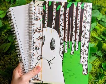 Forest Peeking Ghost Large Reusable Sticker Book!