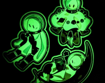 Glow in the Dark Space Ghost Waterproof Stickers!