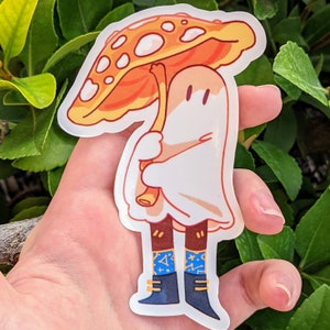 Cute Mushroom Ghost Waterproof Sticker Set V6 Yellow Mushroom