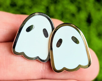 Tiny Ghost Enamel Pins in Gold or Silver - 0.75in