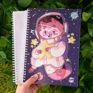 Pink Space Raccoon Large Reusable Sticker Book