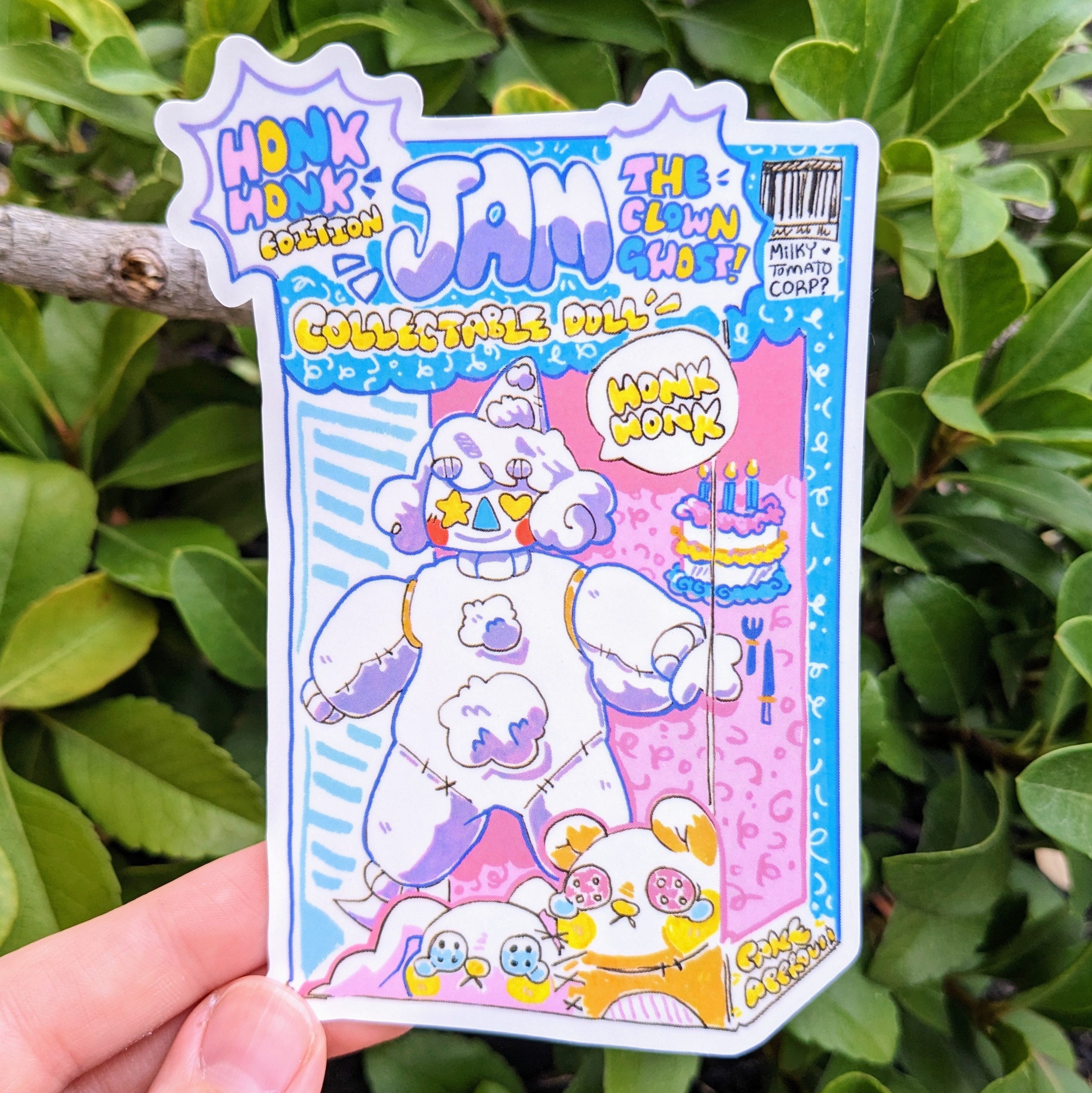 Clown Doll Toy Box Waterproof Sticker!