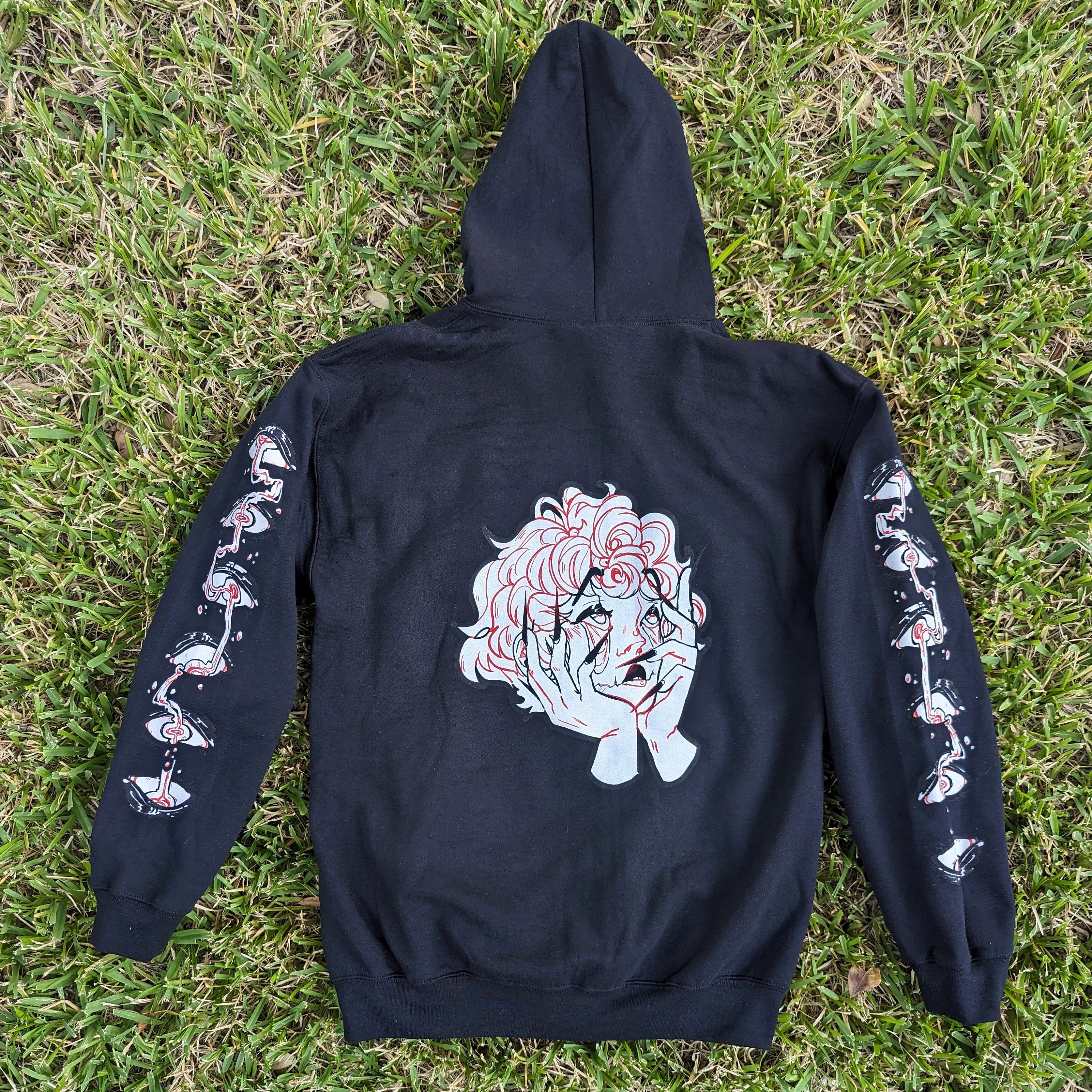 【SCENERITY】Gore Hood Zip up Death Scream Bloody Gore Zippered Hooded Sweatshirt 314427