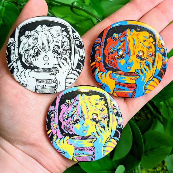 Space Girl V2 Große 5,2" Knöpfe! 5,8cm"