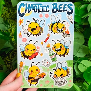 Chaotic Bees Sticker Sheet