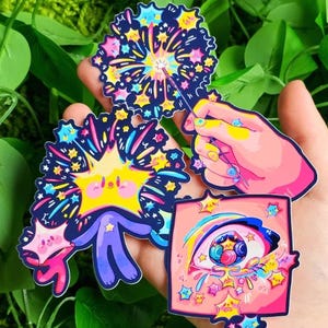 ホログラフィック花火スターベイビーズステッカー！