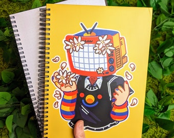 Primary Clown TV Head Hardback Dotted Notebook!