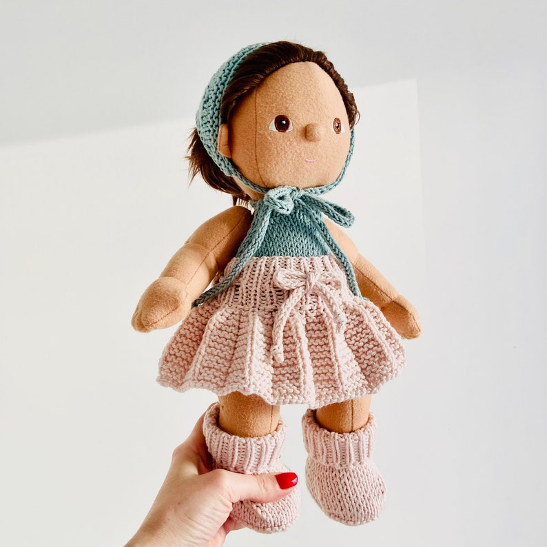 DINKUM Doll, Set of 3 Knitting PATTERNS Skirt, Headscarf, Romper Etsy