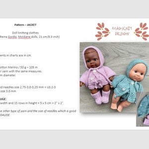 PATTERN to knit the jacket (Paola Reina, Miniland (21 cm) doll).