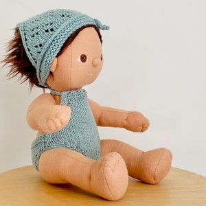 DINKUM doll, Set of 2 knitting PATTERNS: headscarf and romper