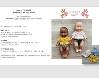 MODLE voor het vest van de bal, Mini Colettos, Paola Reina Gordi, poupée Minikane (34 cm, 13 zakjes).
