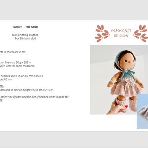 DINKUM doll, PATTERN to knit the skirt with pleats