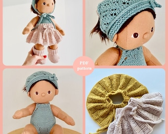 DINKUM-pop, set van 3 breipatronen: rok, hoofddoek, romper