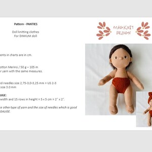 DINKUM doll, PATTERN to knit panties (bloomers)