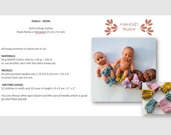 PATROON (Paola Reina, Miniland-pop, 21 cm/8 inch), om SOKKEN te breien