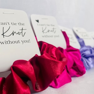 Tie The Knot Scrunchie | Silk Satin Hair Scrunchies | Bridesmaid Proposal Box Gift | Wedding Gift Hair Tie
