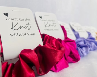 Tie The Knot Scrunchie | Silk Satin Hair Scrunchies | Bridesmaid Proposal Box Gift | Wedding Gift Hair Tie