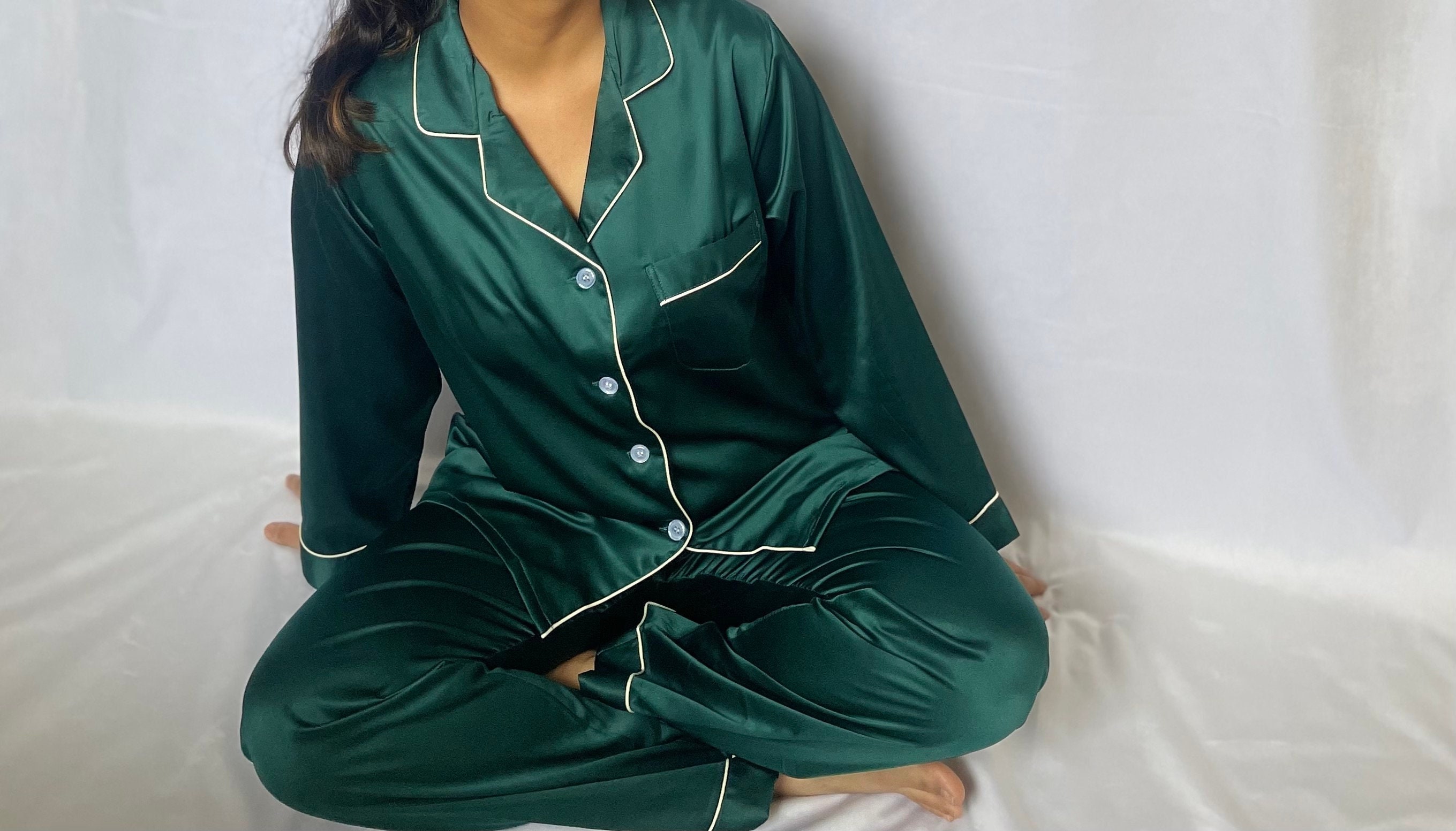 Velvet Pajamas Set Women Sleepwear Green Velour Pijamas Suit 2 PCS  Shirt&Pant Casual Soft Bathrobe Nightwear Autumn Homewear