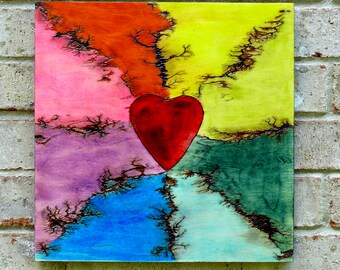 Fractal Rainbow Heart - Lichtenberg art