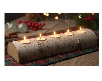 White Birch Yule Log Candleholder