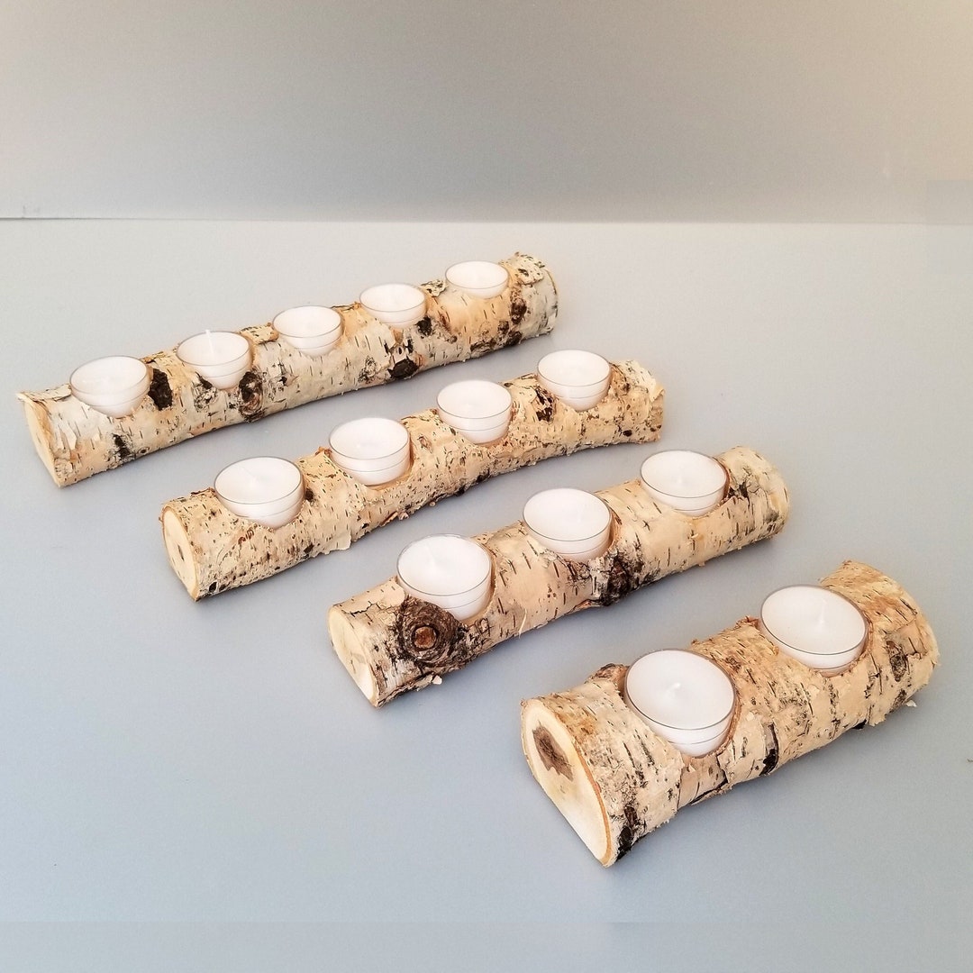 Petite Birch Yule Log Candle Holder Etsy