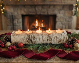 White Birch Yule Log Candleholder
