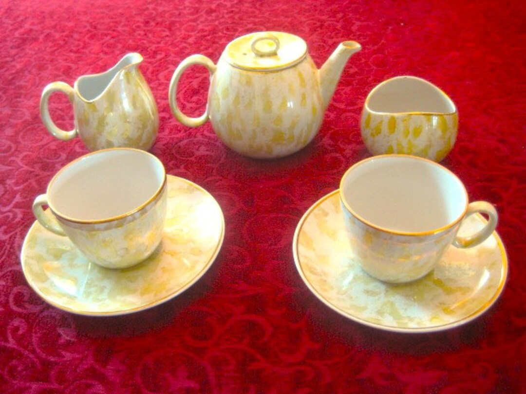 Kerala Ceramics Yellow and Gold Tea Set, Kundara, India Etsy