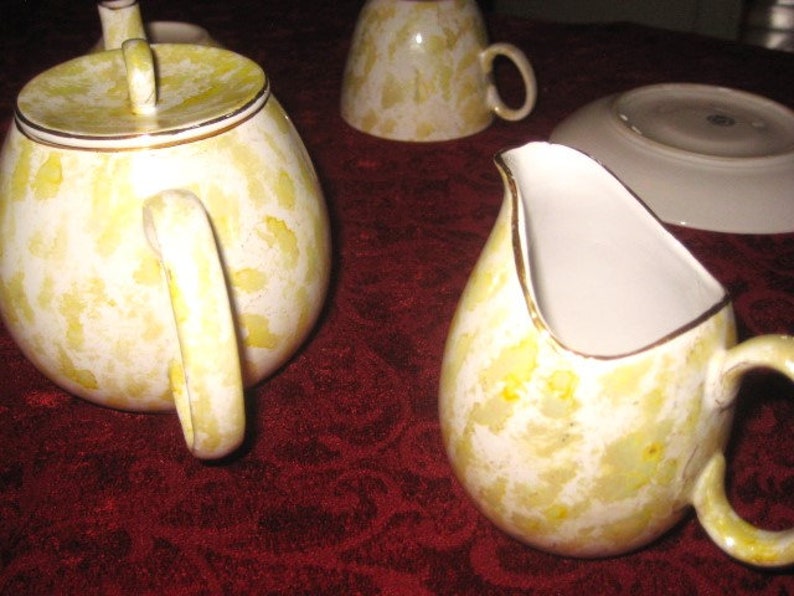 Kerala Ceramics Yellow and Gold Tea Set, Kundara, India Etsy