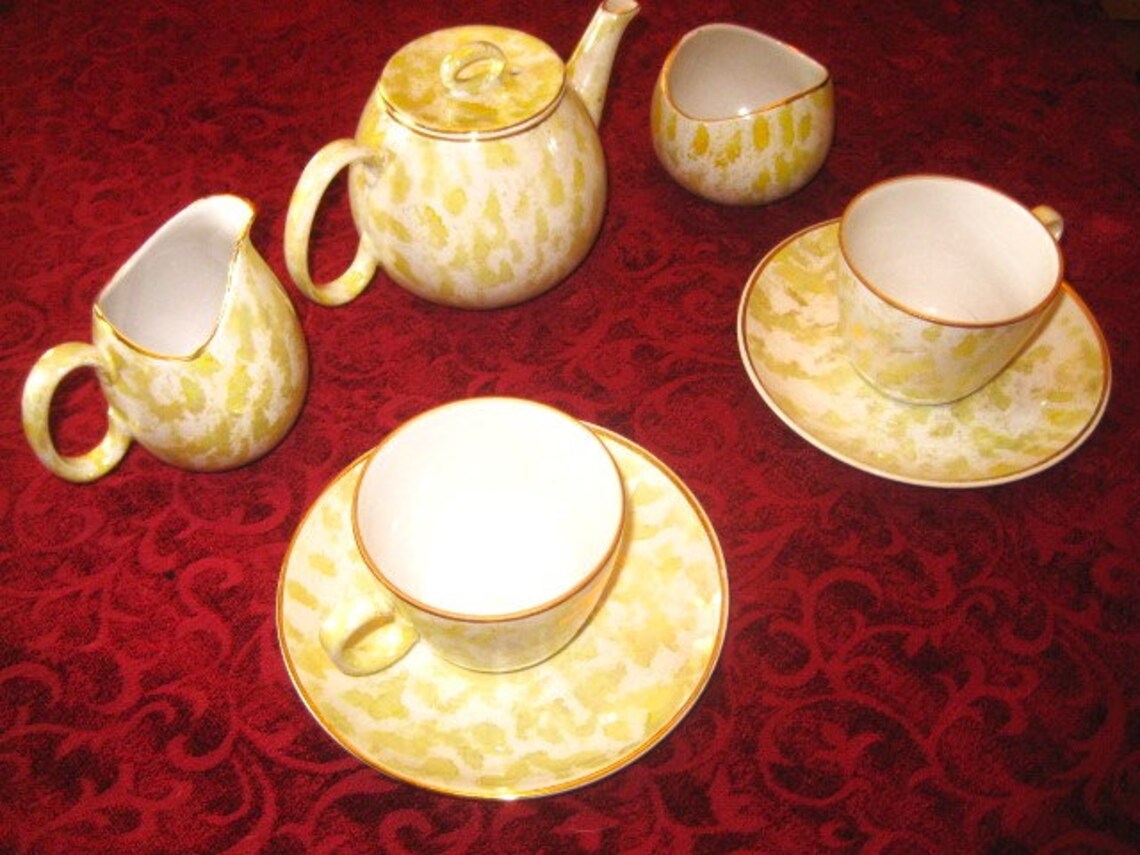 Kerala Ceramics Yellow and Gold Tea Set, Kundara, India Etsy