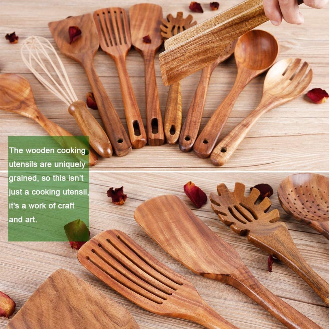 Kitchen Wooden Utensils Natural Teak Wood for Cooking Kitchen Etsy