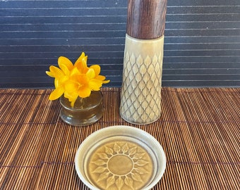 Quistgaard Relief Salt or Pebber Shaker with Wenge Top & Large Assiette. Mid Century Modern Shaker for Daily use or Retro Decoration.