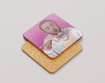 Posavasos artístico, Mi retrato de Mac Miller, Decoración única para el hogar, Regalo para amantes de la música hip hop, Accesorio genial para la mesa de centro, Arte coleccionable