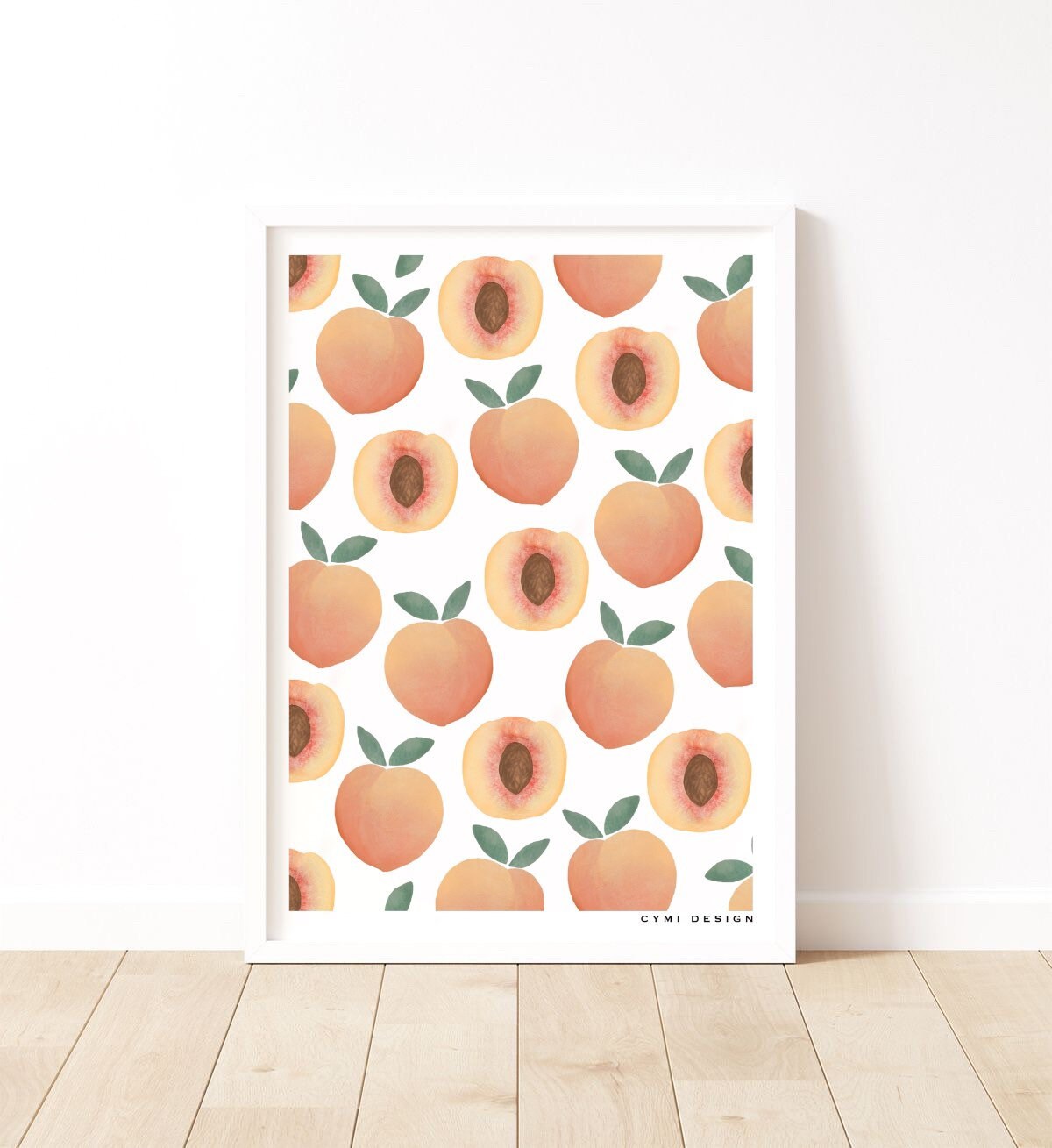 Affiche Pêches Fine Art Aquarelle A4 ou A3 - Fait Main Poster Pêches Décoration Murale Interieure Fr