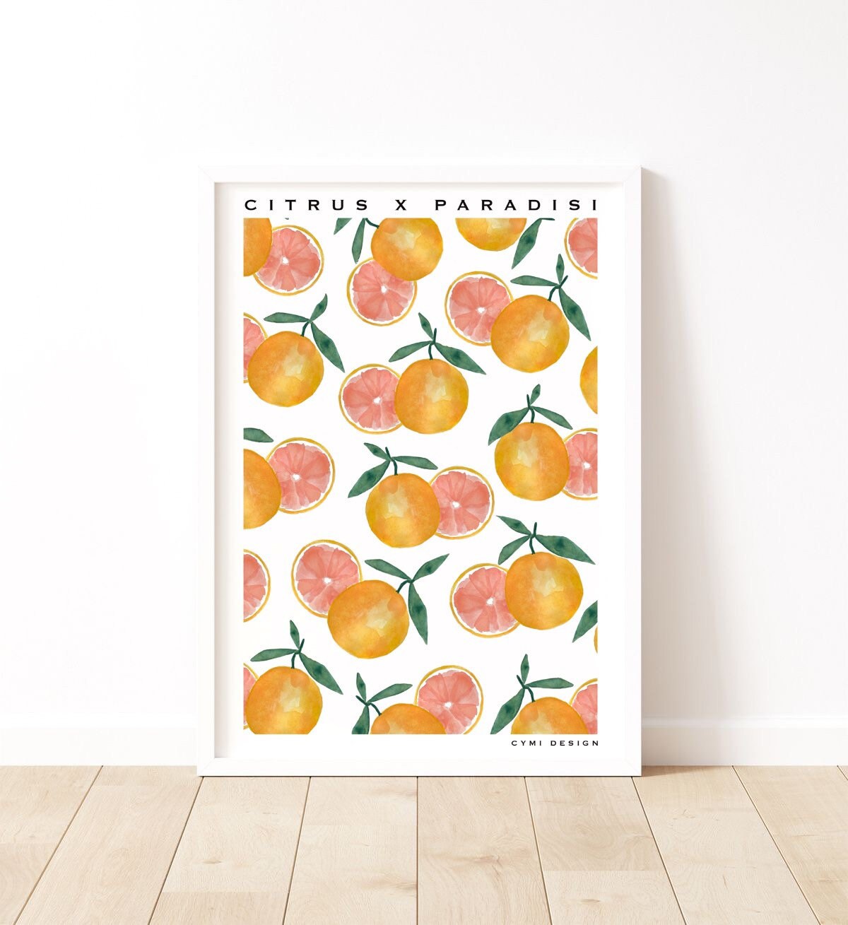 Affiche Pomelos Fine Art Aquarelle A4 ou A3 - Fait Main Decoration Murale Intérieure, Poster Pamplem