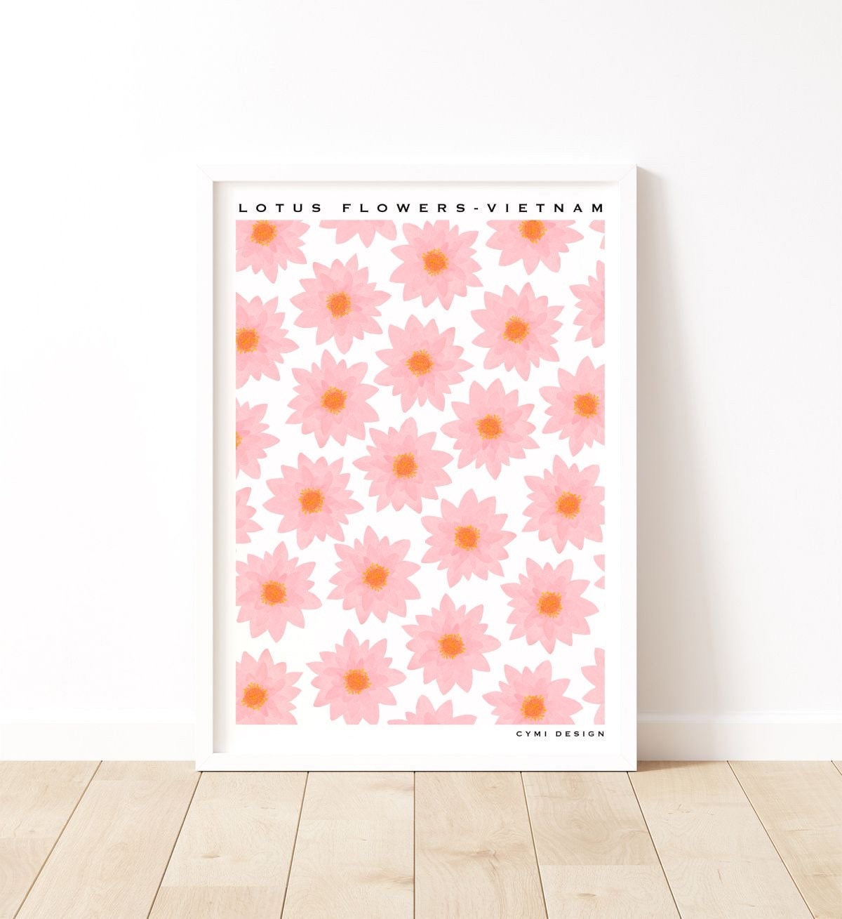 Affiche Fleurs de Lotus Fine Art Aquarelle A4 ou A3 - Fait Main- Décoration Intérieure, Poster Fleur