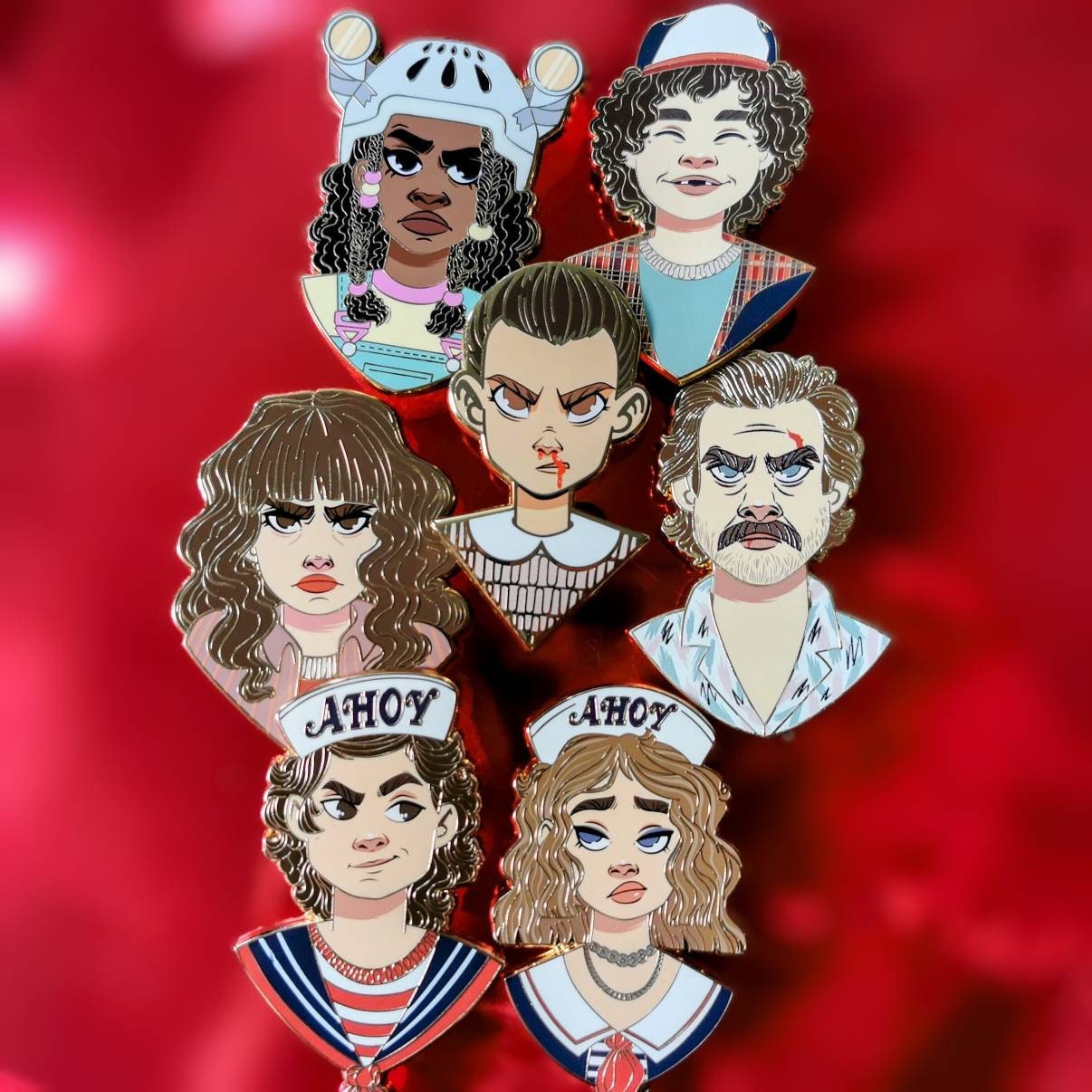 Stranger Things Hard Enamel Pin Hopper Steve Harrington Dustin Henderson Robin Buckley Joyce Byers Erica Sinclair Pins