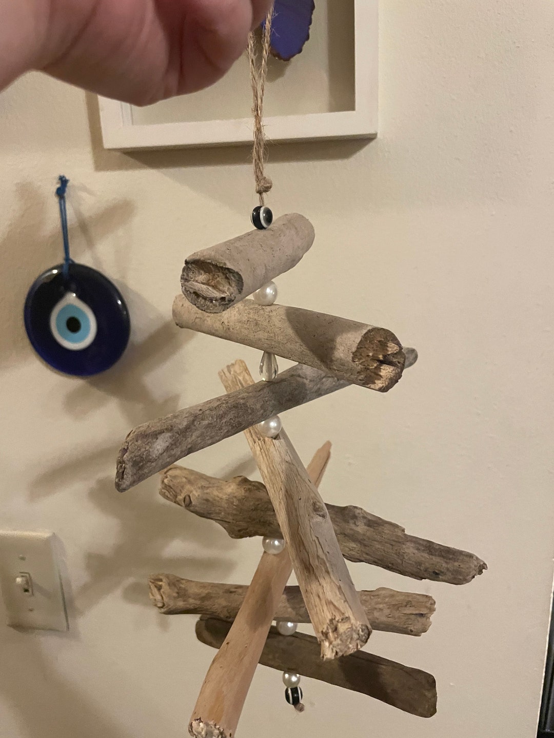 Driftwood Hanger Natural Driftwood Hanger Real Driftwood Hanger Beaded